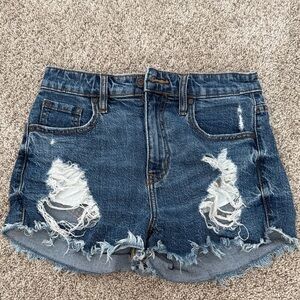 Eunina Dark Blue Distressed Jean Shorts